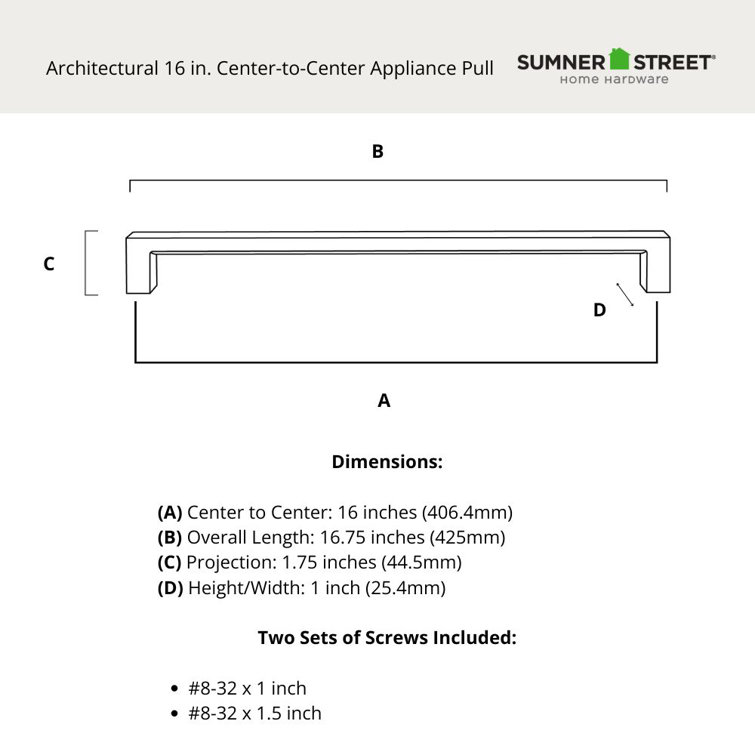 Satin Brass 16'' Modern Appliance Bar Pull with Mounting Hardware