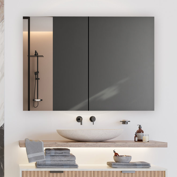 Royale 48'' Wide Mirrored Medicine Cabinet with LED Makeup Mirror