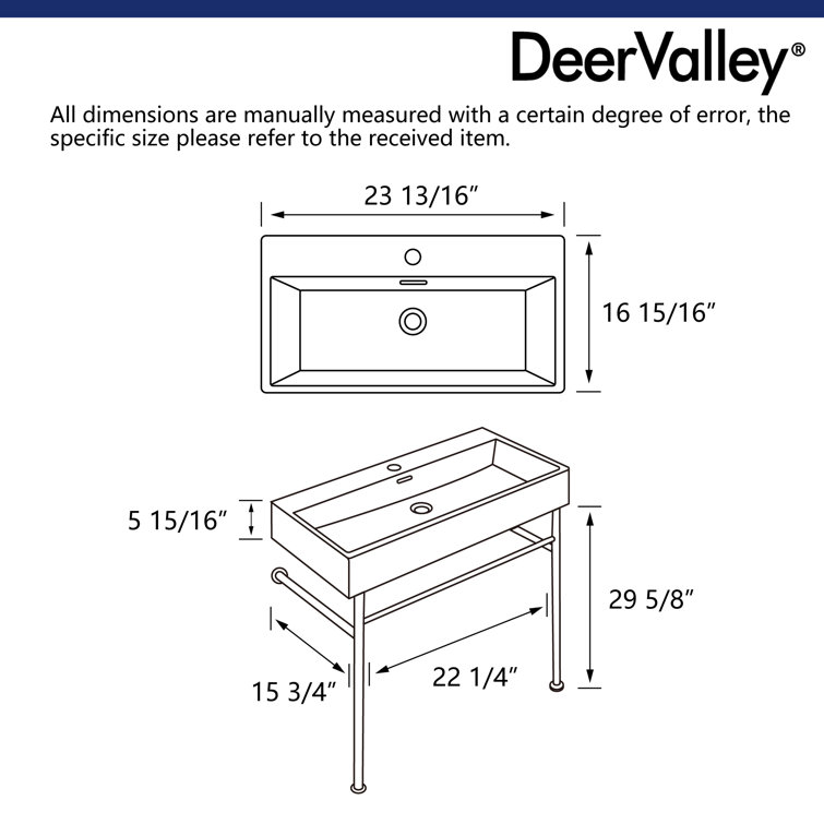 White Ceramic Rectangular Console Sink with Gold Legs