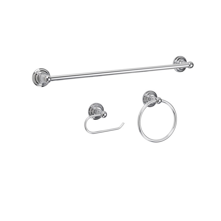 Brushed Chrome 3-Piece Bathroom Hardware Set