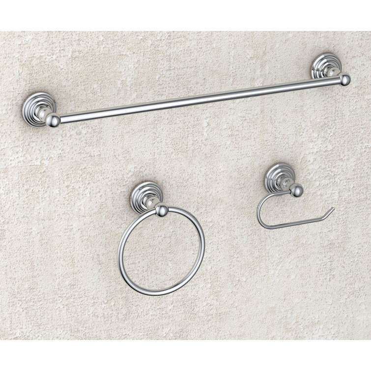 Brushed Chrome 3-Piece Bathroom Hardware Set