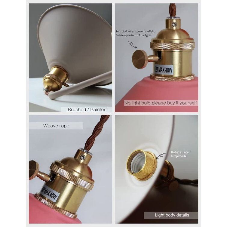 White and Brass Plug-In Wall Sconce Set with Metal Shade