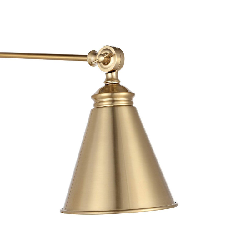 Gold Brass Swing Arm Wall Lamp Set with Metal Shade