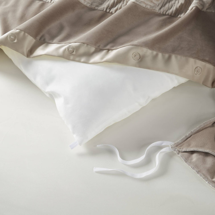 Beige Full Velvet Comforter Set with Euro Shams and Pillows