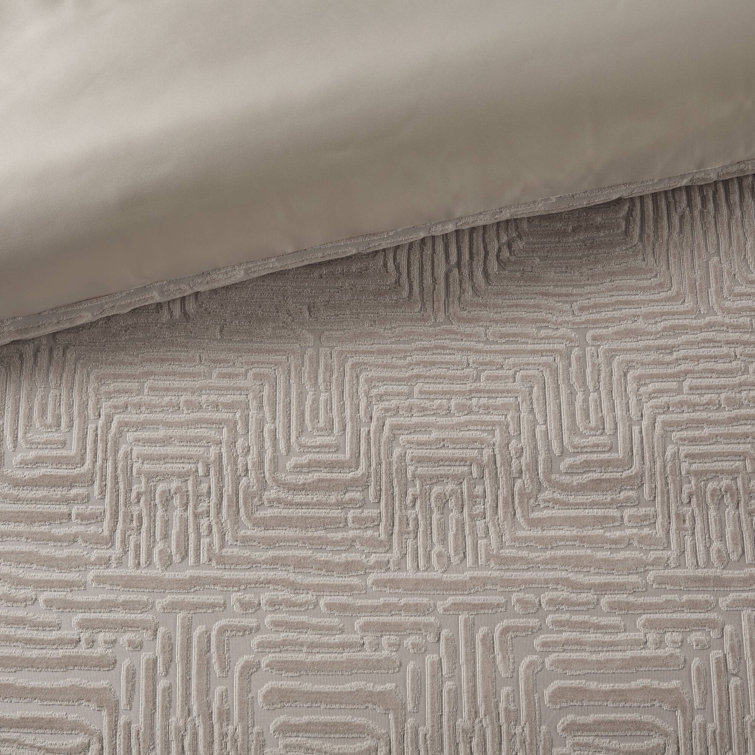 Beige Full Velvet Comforter Set with Euro Shams and Pillows