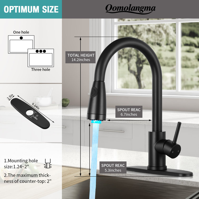 Matte Black High-Arc Single Handle Kitchen Faucet with Pull-out Spray