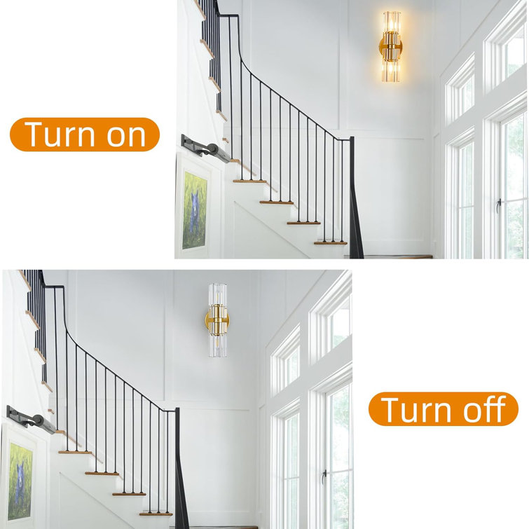 Gold Brass Double Light Sconce with Clear Glass Shades