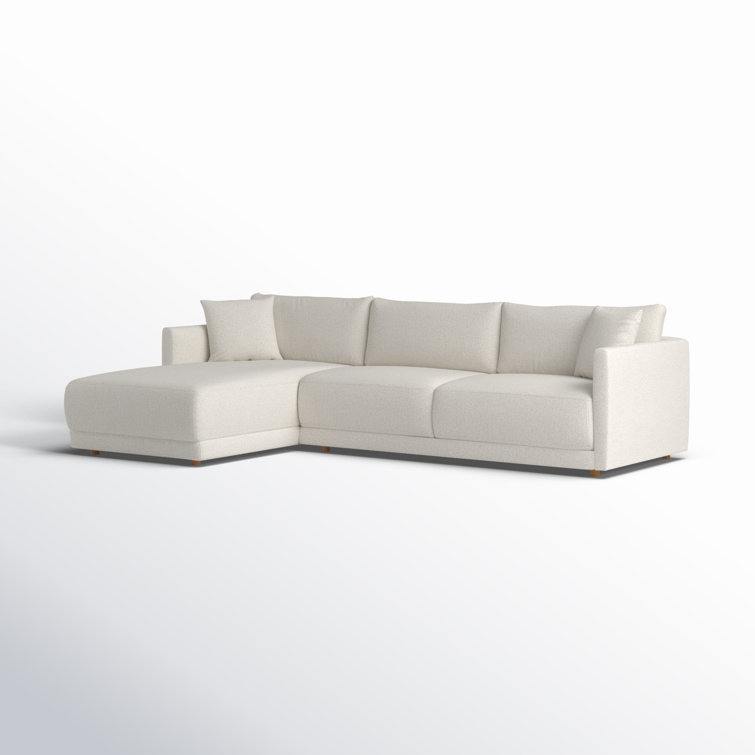 Oyster Boucle L-Shaped Sectional Sofa with Chaise