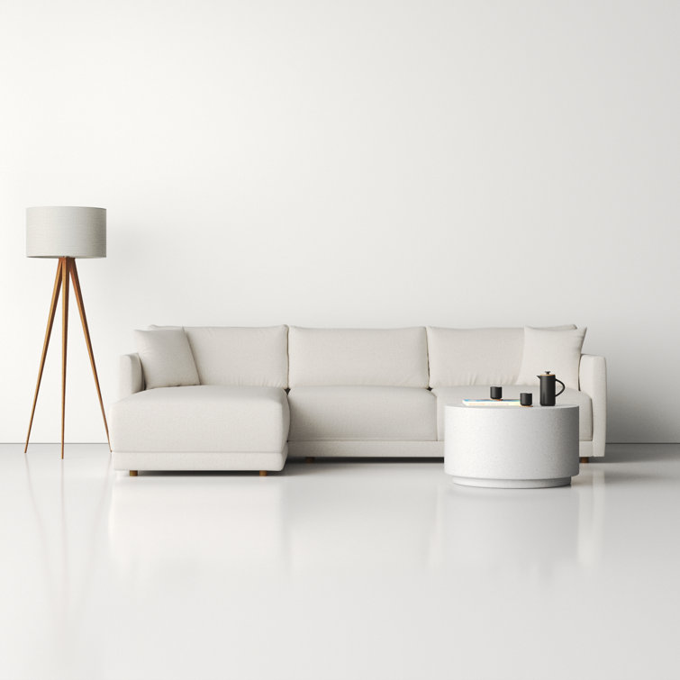 Oyster Boucle L-Shaped Sectional Sofa with Chaise