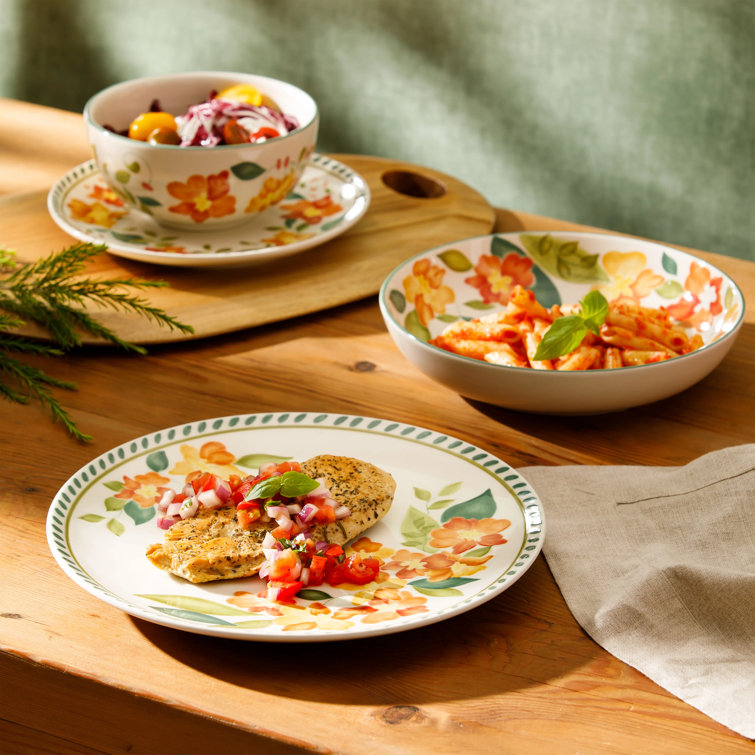 Bloomhouse Cassia Bud 16-Piece Hand Painted Floral Ceramic Dinnerware Set