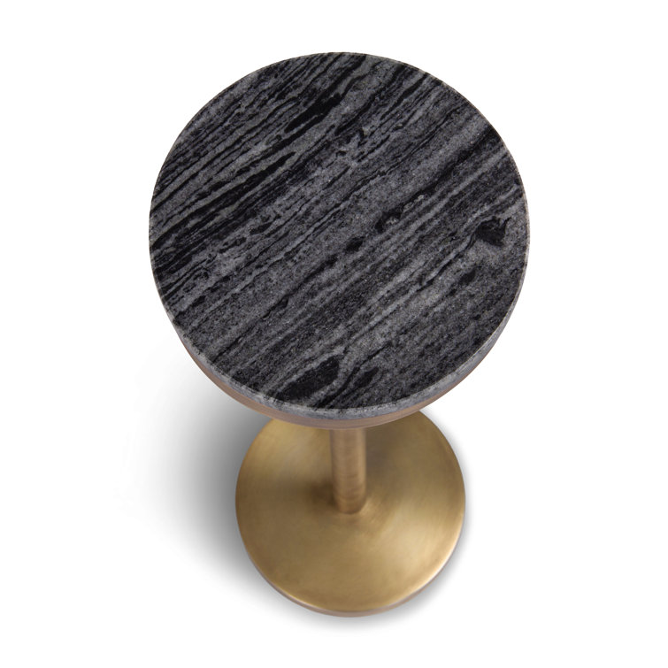 Black Marble and Brass 24" Drink Table