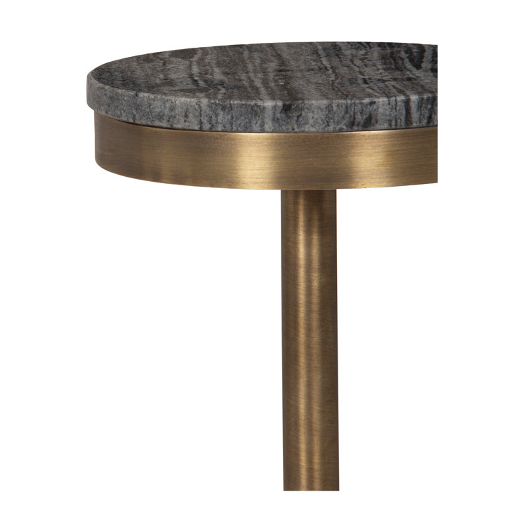 Black Marble and Brass 24" Drink Table