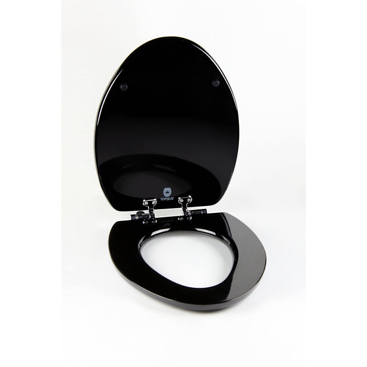 VIP Lounge Black and Gold Elongated Toilet Seat with Chrome Hinges