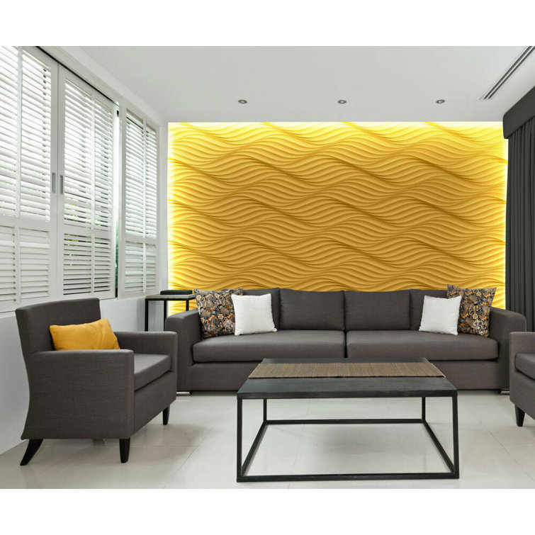 Wave Pattern 2ft x 2ft White Glue-up Wall Panel Pack
