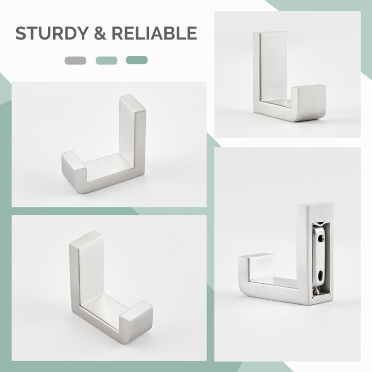 Brushed Nickel Stainless Steel L-Shaped Bathroom Hook