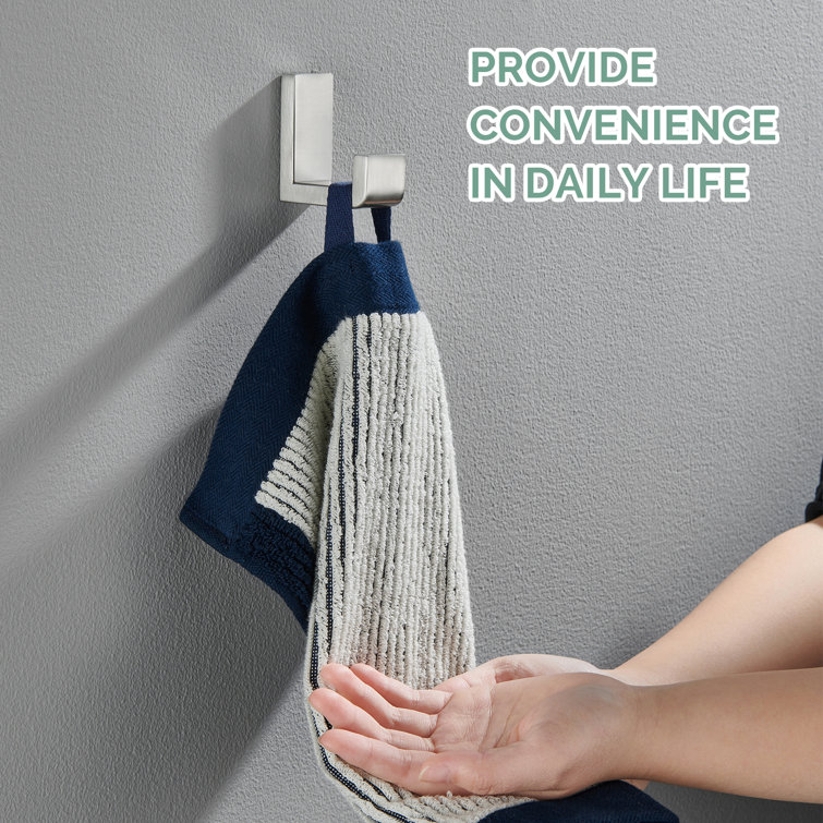 Brushed Nickel Stainless Steel L-Shaped Bathroom Hook