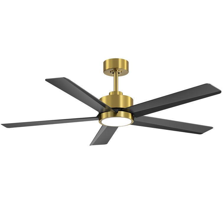 Ulker 52'' Black and Gold Ceiling Fan with LED Light and Remote