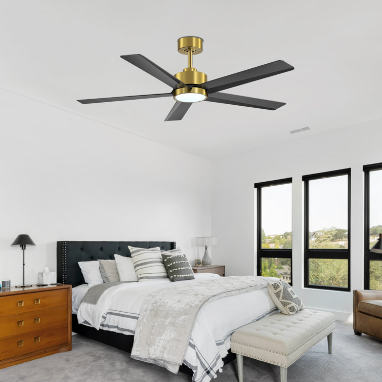 Ulker 52'' Black and Gold Ceiling Fan with LED Light and Remote