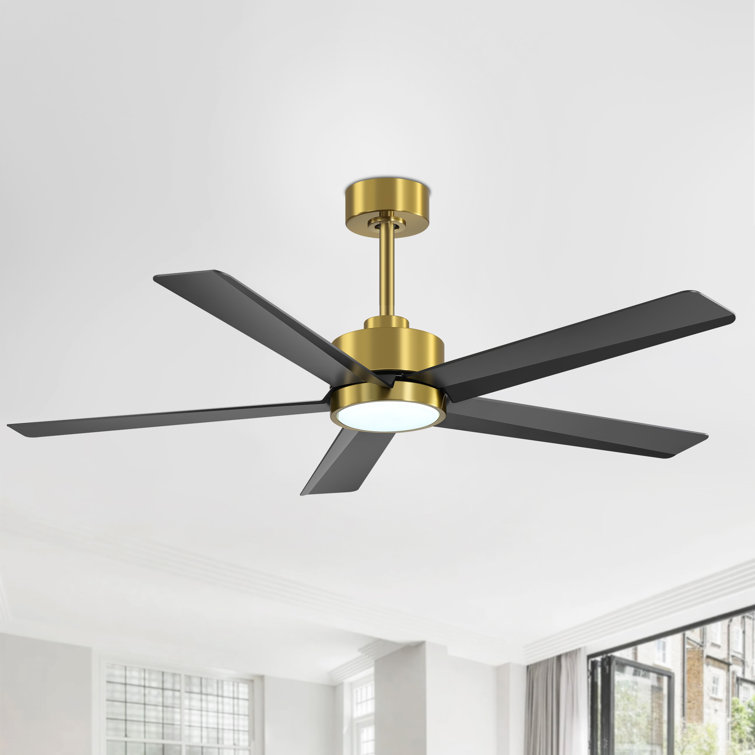 Ulker 52'' Black and Gold Ceiling Fan with LED Light and Remote