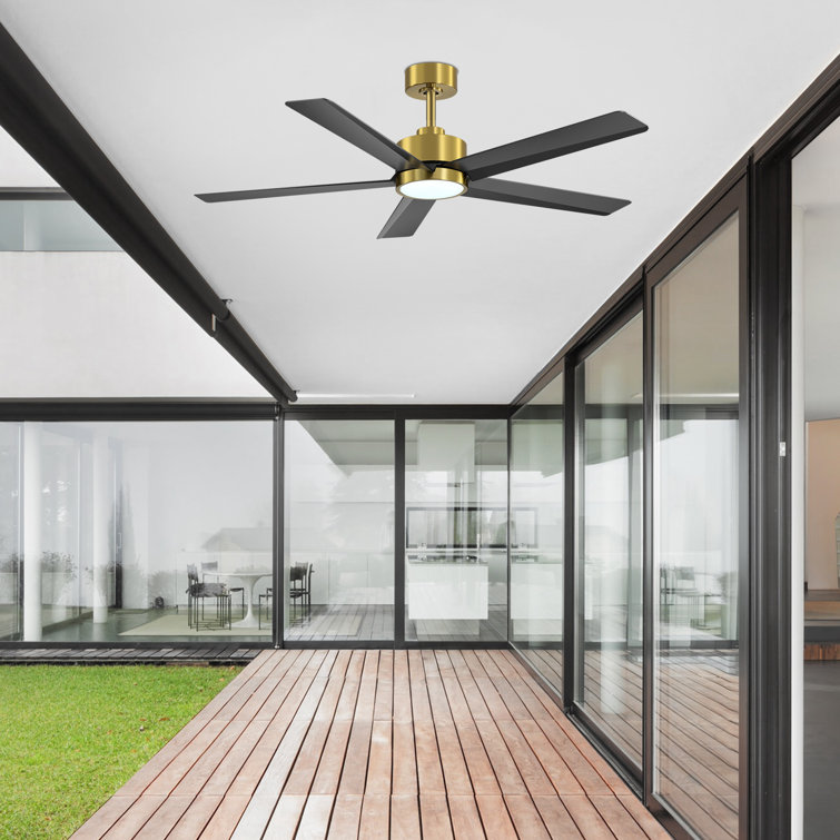 Ulker 52'' Black and Gold Ceiling Fan with LED Light and Remote