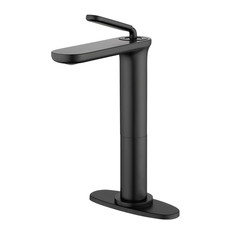 Matte Black Tall Single Handle Brass Vessel Sink Faucet
