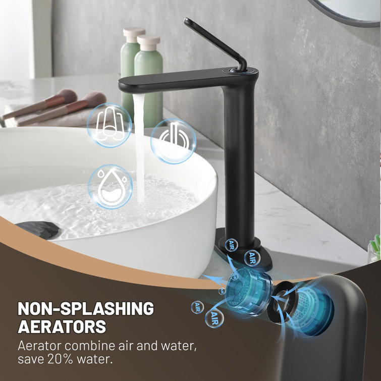 Matte Black Tall Single Handle Brass Vessel Sink Faucet