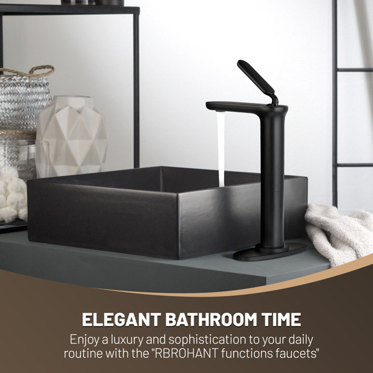 Matte Black Tall Single Handle Brass Vessel Sink Faucet