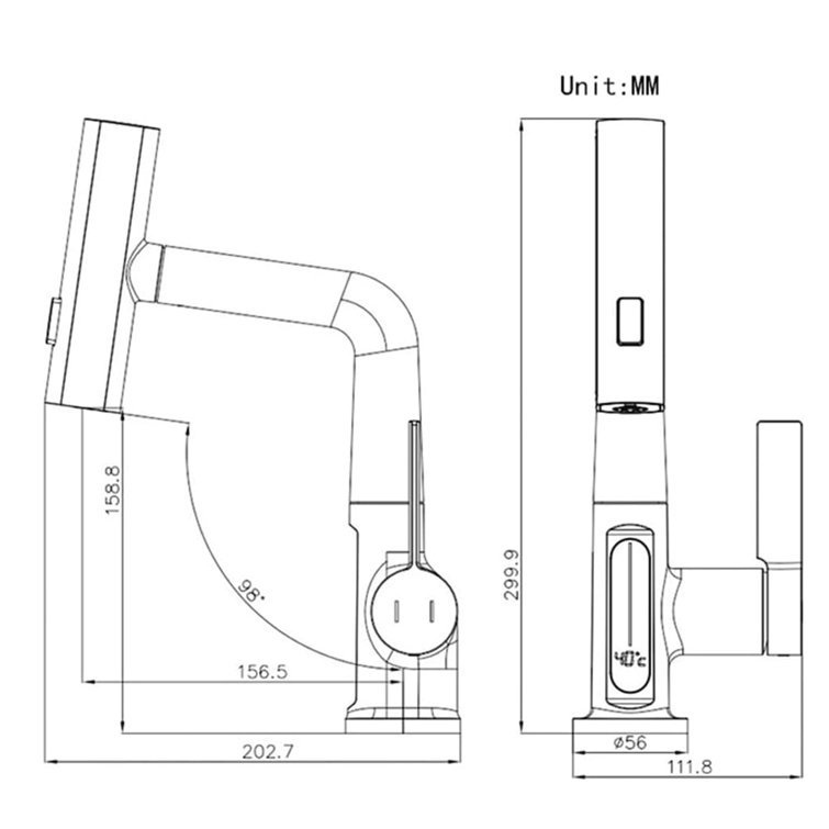 Matte Black LED Temperature Display Pull-Out Bathroom Faucet