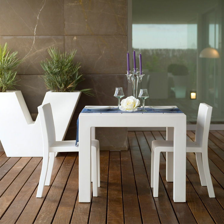 White Matte Polyethylene Armless Outdoor Chair with Cushion