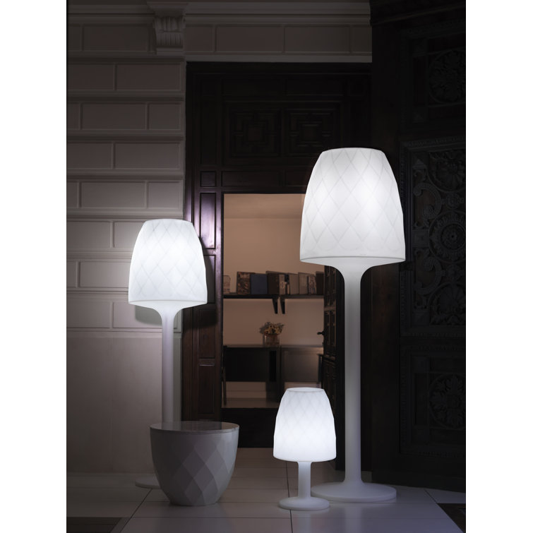 Cordless Ice Blue Polyethylene Resin Outdoor Floor Lamp
