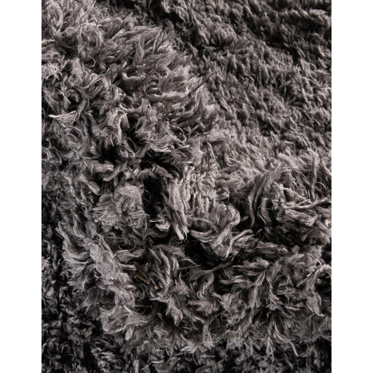 Slate Gray Synthetic Shag Rectangular Indoor Rug 2' x 3'