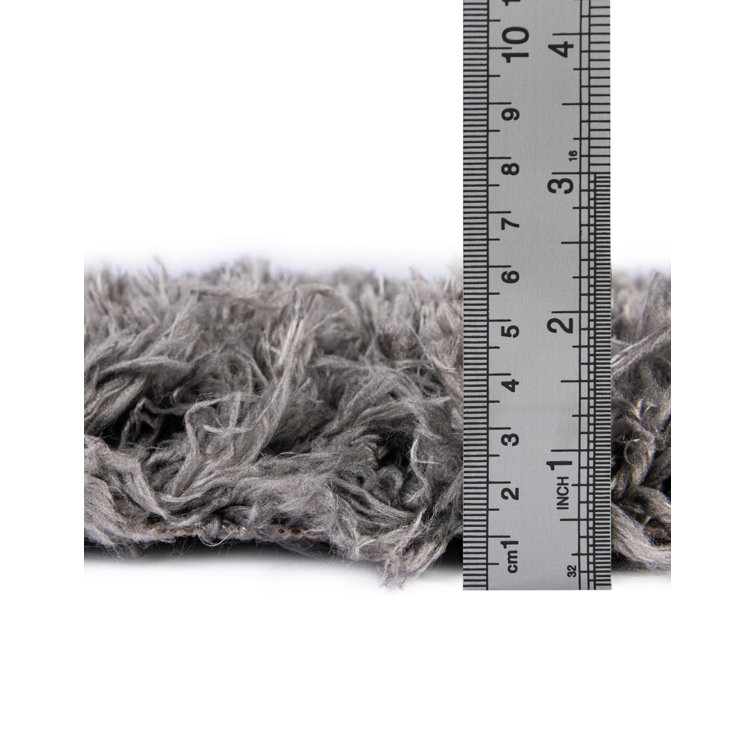 Slate Gray Synthetic Shag Rectangular Indoor Rug 2' x 3'