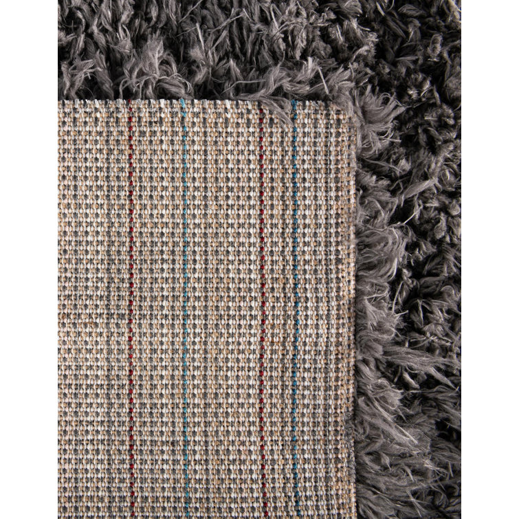 Slate Gray Synthetic Shag Rectangular Indoor Rug 2' x 3'