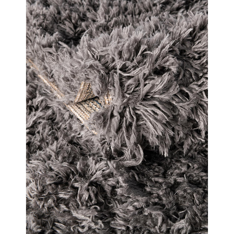 Slate Gray Synthetic Shag Rectangular Indoor Rug 2' x 3'