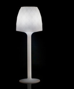 Cordless Ice Blue Polyethylene Resin Outdoor Floor Lamp