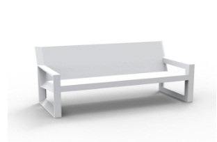 Esteve Matte White Outdoor Sofa with Nautical Vinyl Cushions
