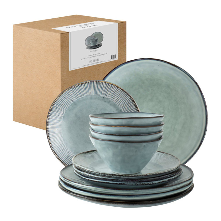 Blue Porcelain 12-Piece Dinnerware Set for 4