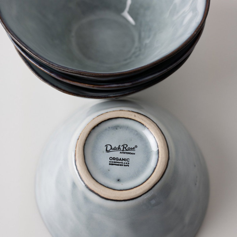 Blue Ceramic Microwave and Dishwasher Safe Soup and Cereal Bowl Set