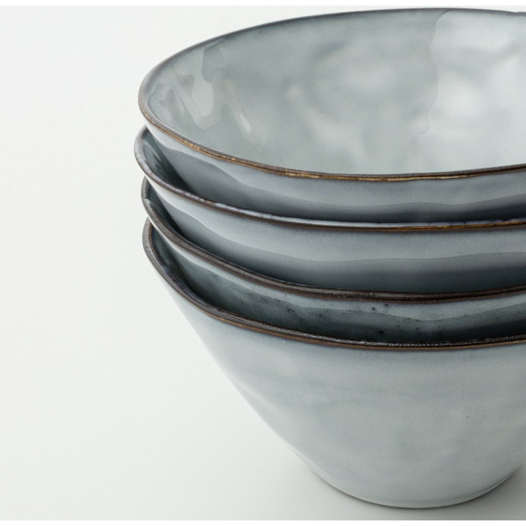 Blue Ceramic Microwave and Dishwasher Safe Soup and Cereal Bowl Set