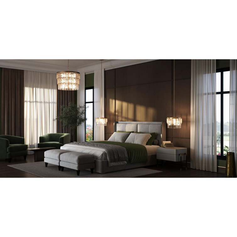 Gilded Silver 9-Light Tiered Chandelier with Artisanal Glass