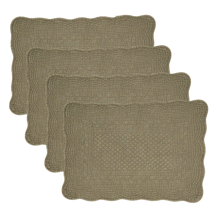 Green Quilted Cotton Rectangle Placemats Set of 4