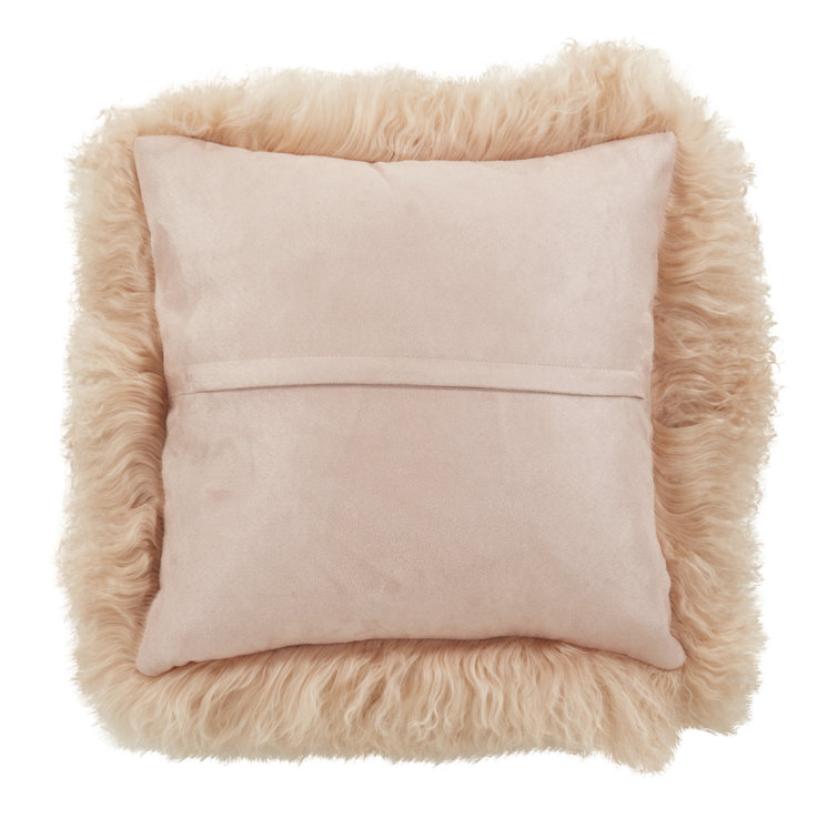 Ivory Wool Square Throw Pillow Set with Polyester Fill
