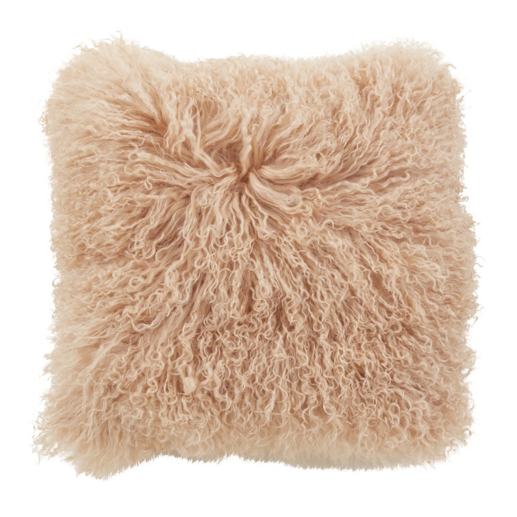 Ivory Wool Square Throw Pillow Set with Polyester Fill