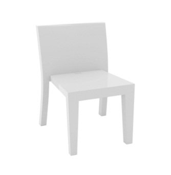 White Matte Polyethylene Armless Outdoor Chair with Cushion