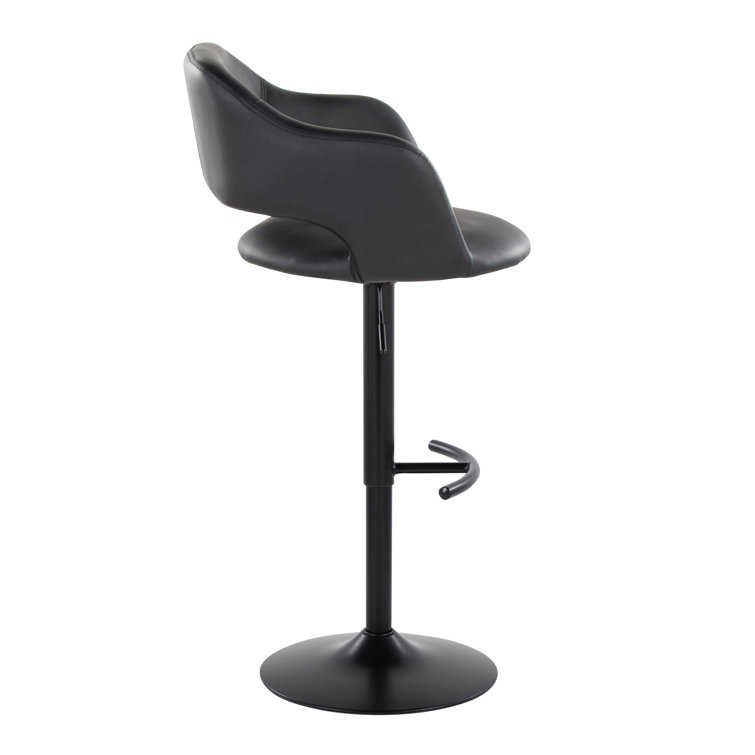 Margarite Adjustable Black Faux Leather Swivel Barstool Set