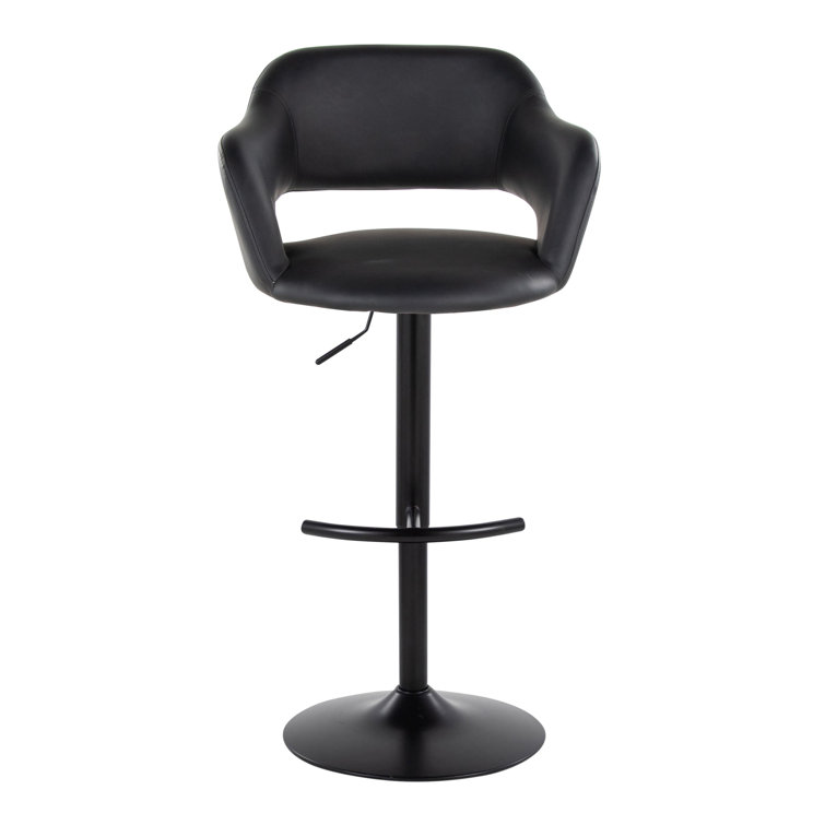 Margarite Adjustable Black Faux Leather Swivel Barstool Set