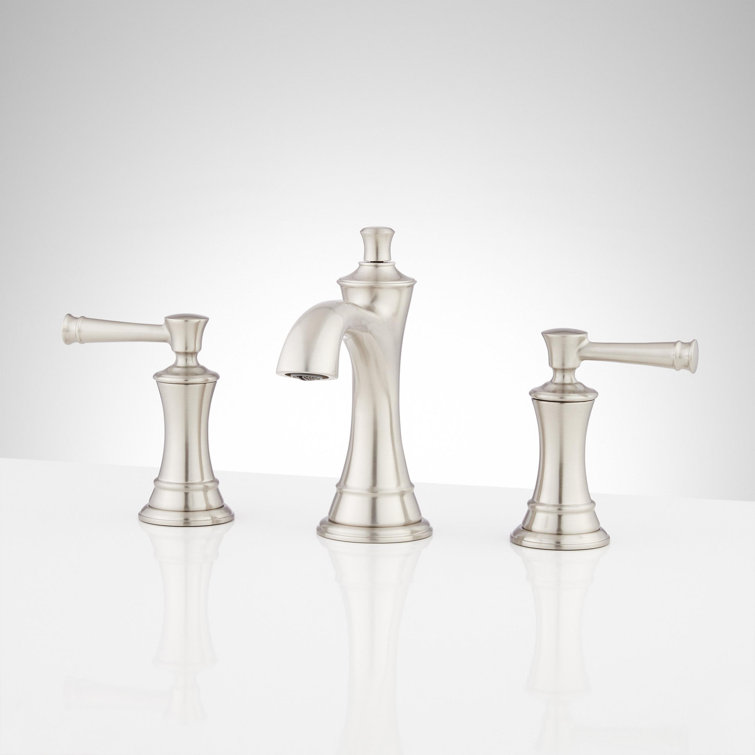 Polished Nickel Widespread Bathroom Faucet with Lever Handles
