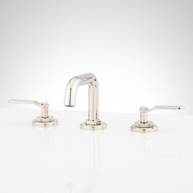 Polished Nickel Widespread Bathroom Faucet with Lever Handles