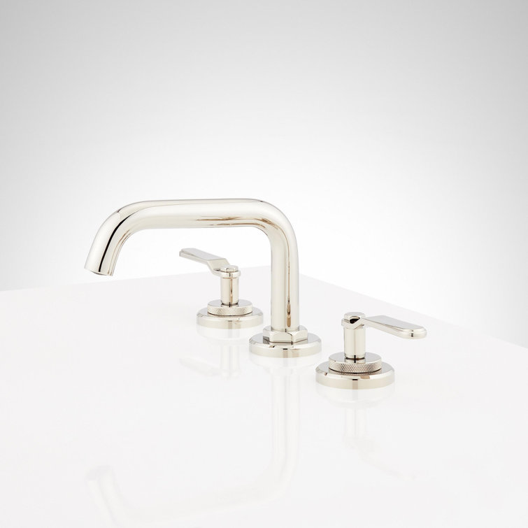 Polished Nickel Widespread Bathroom Faucet with Lever Handles