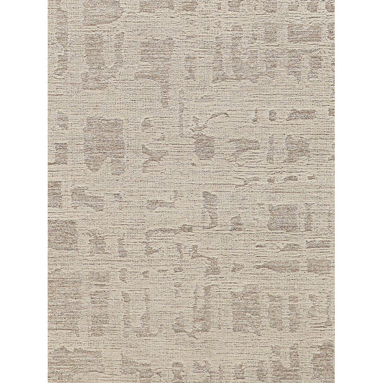 Handmade Beige and Ivory Wool Tufted Rectangular Rug 6' x 9'